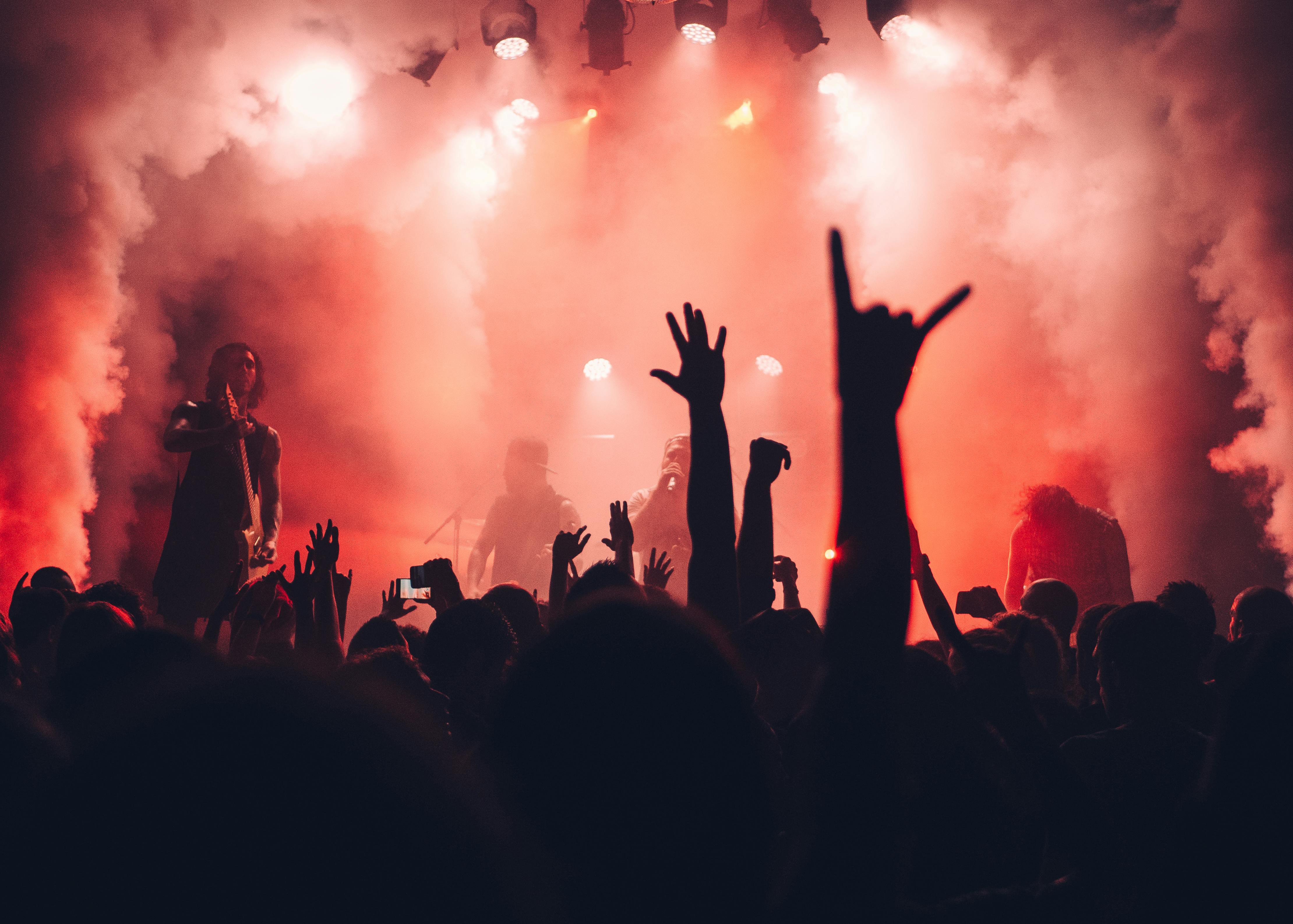 Band performing for a crowd at an event